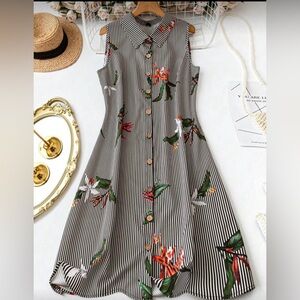 Floral Striped Sleeveless Dress